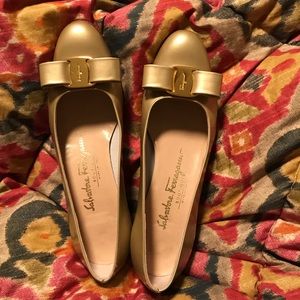 Salvatore Ferragamo Matte Gold Pumps